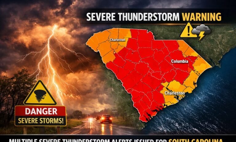 Multiple Severe Thunderstorm Alerts Issued for South Carolina Counties Communities Brace for Dangerous Weather